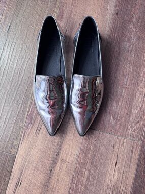 Frye Metallic silver Pointed-Toe Slip-On Flats